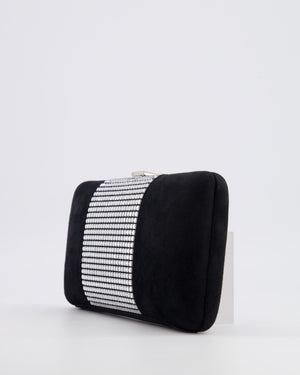 *RARE* Chanel 2015 Paris-Dubai Black Suede Strass Crystal Clutch Bag with Crystal Embellished CC Logo