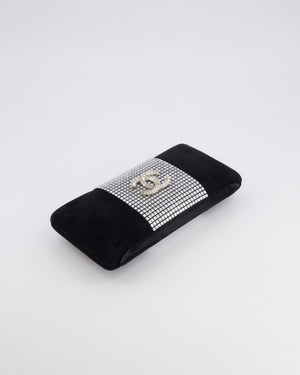 *RARE* Chanel 2015 Paris-Dubai Black Suede Strass Crystal Clutch Bag with Crystal Embellished CC Logo