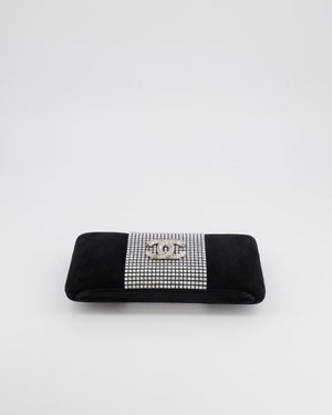 *RARE* Chanel 2015 Paris-Dubai Black Suede Strass Crystal Clutch Bag with Crystal Embellished CC Logo
