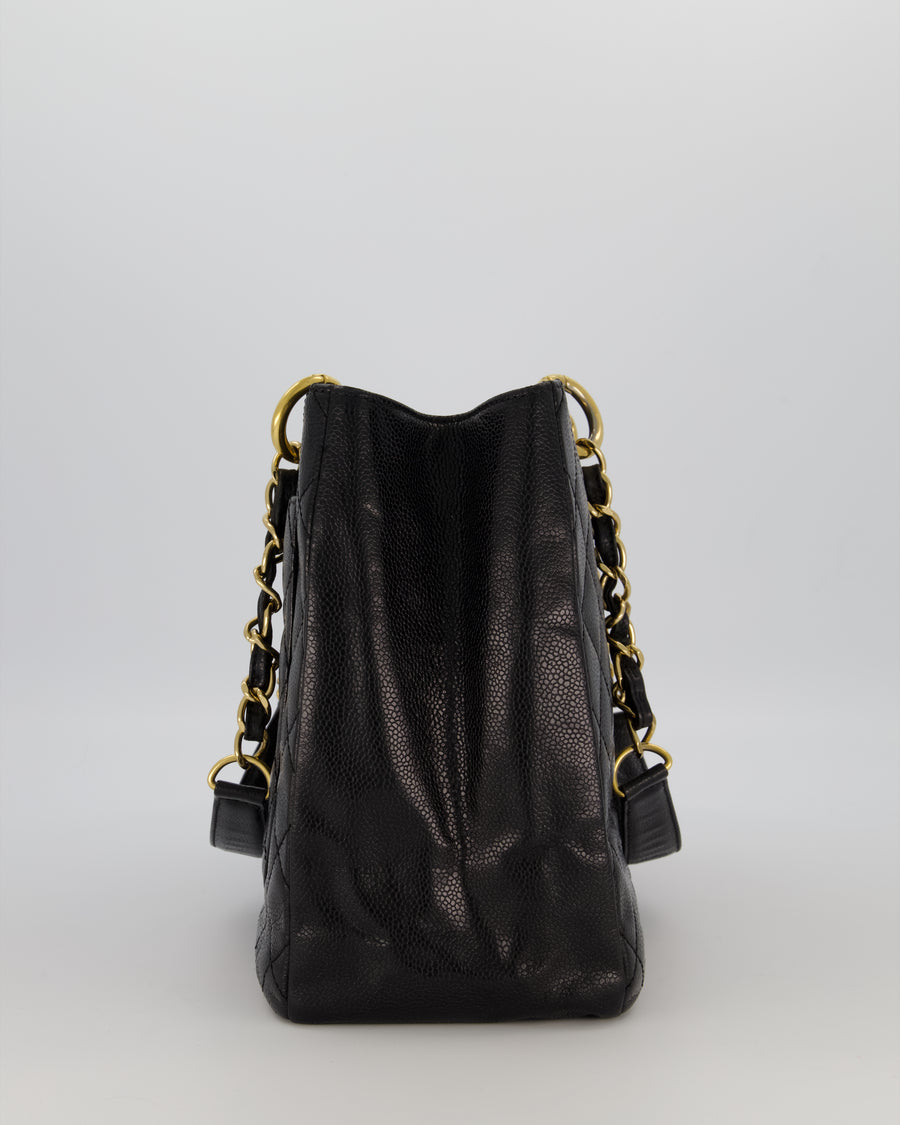 Chanel Black GST Tote Bag in Caviar Leather with Gold Hardware