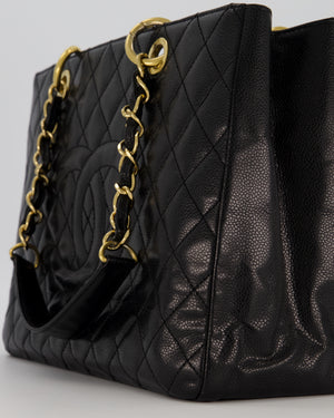 Chanel Black GST Tote Bag in Caviar Leather with Gold Hardware