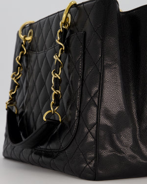 Chanel Black GST Tote Bag in Caviar Leather with Gold Hardware