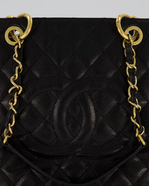 Chanel Black GST Tote Bag in Caviar Leather with Gold Hardware