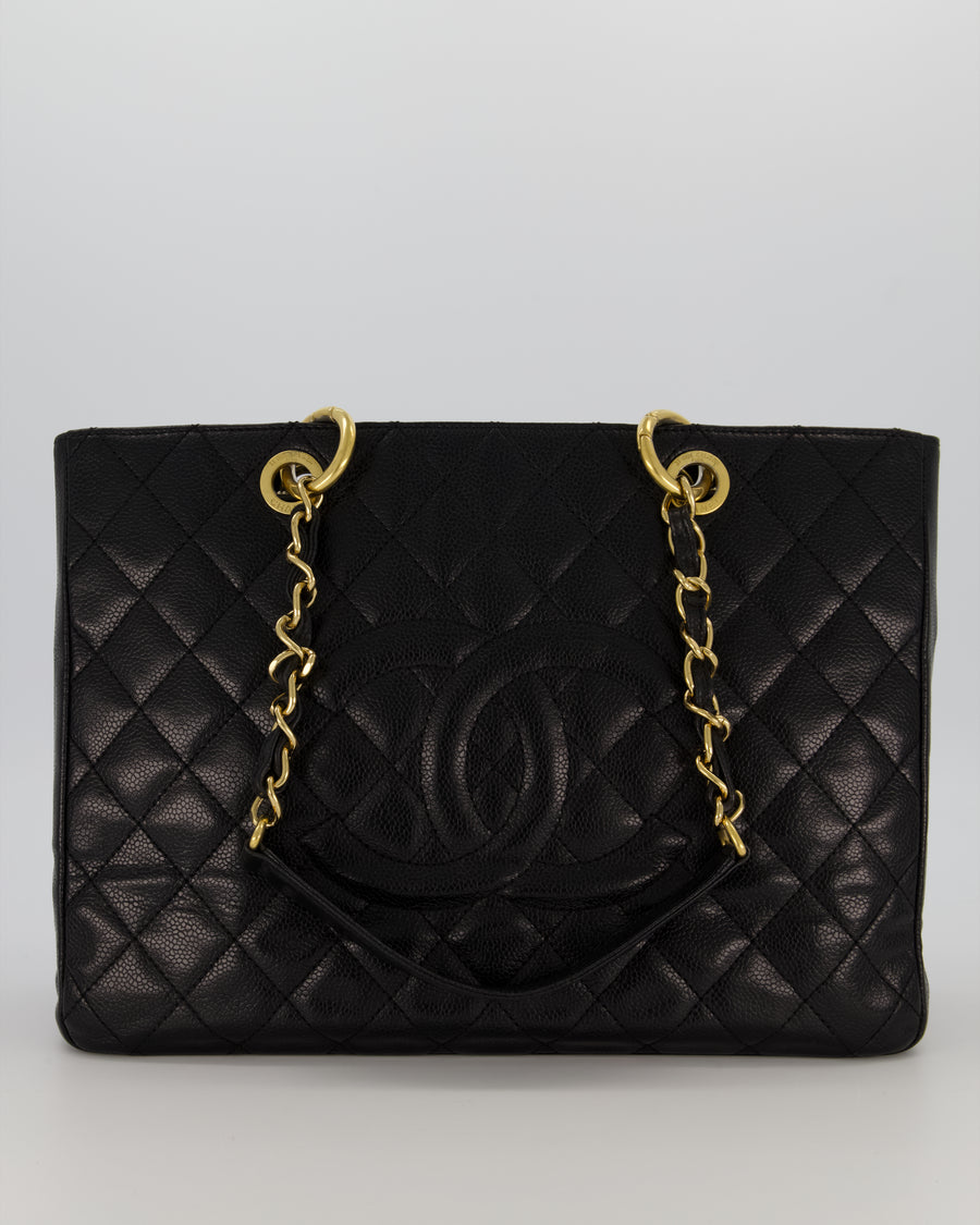 Chanel Black GST Tote Bag in Caviar Leather with Gold Hardware