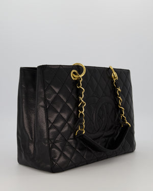 Chanel Black GST Tote Bag in Caviar Leather with Gold Hardware