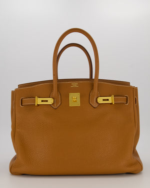 Hermès Birkin 35 Retourne Bag in Gold Clemence Leather with Gold Hardware