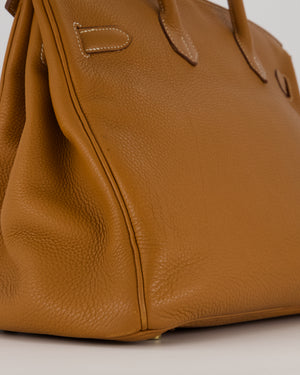 Hermès Birkin 35 Retourne Bag in Gold Clemence Leather with Gold Hardware