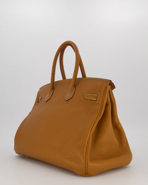 Hermès Birkin 35 Retourne Bag in Gold Clemence Leather with Gold Hardware