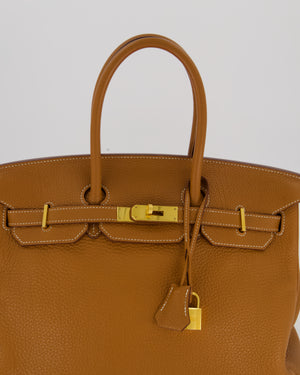 Hermès Birkin 35 Retourne Bag in Gold Clemence Leather with Gold Hardware