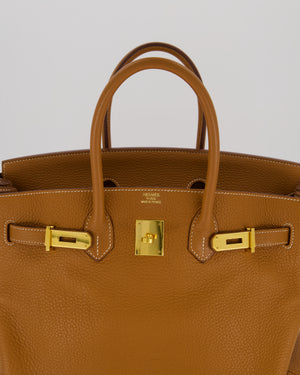 Hermès Birkin 35 Retourne Bag in Gold Clemence Leather with Gold Hardware