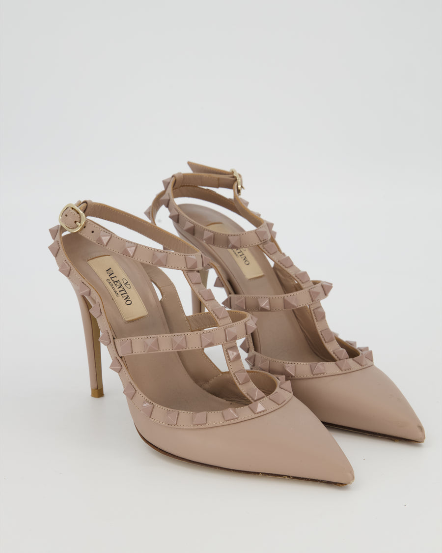 Valentino Beige Rockstud Pointed Heels Size EU 37