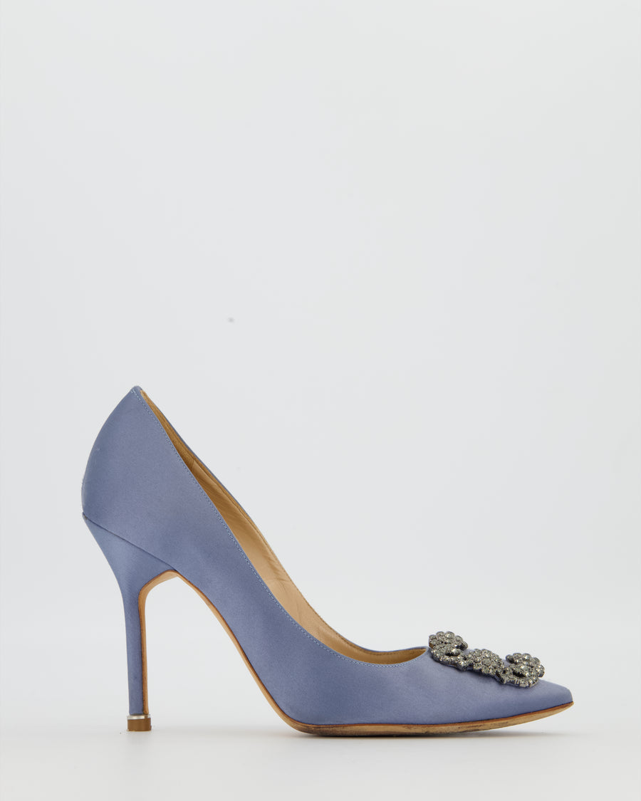 Manolo Blahnik Blue Hangisi Heels with Buckle Detail Size EU 37
