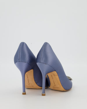 Manolo Blahnik Blue Hangisi Heels with Buckle Detail Size EU 37