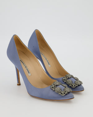 Manolo Blahnik Blue Hangisi Heels with Buckle Detail Size EU 37