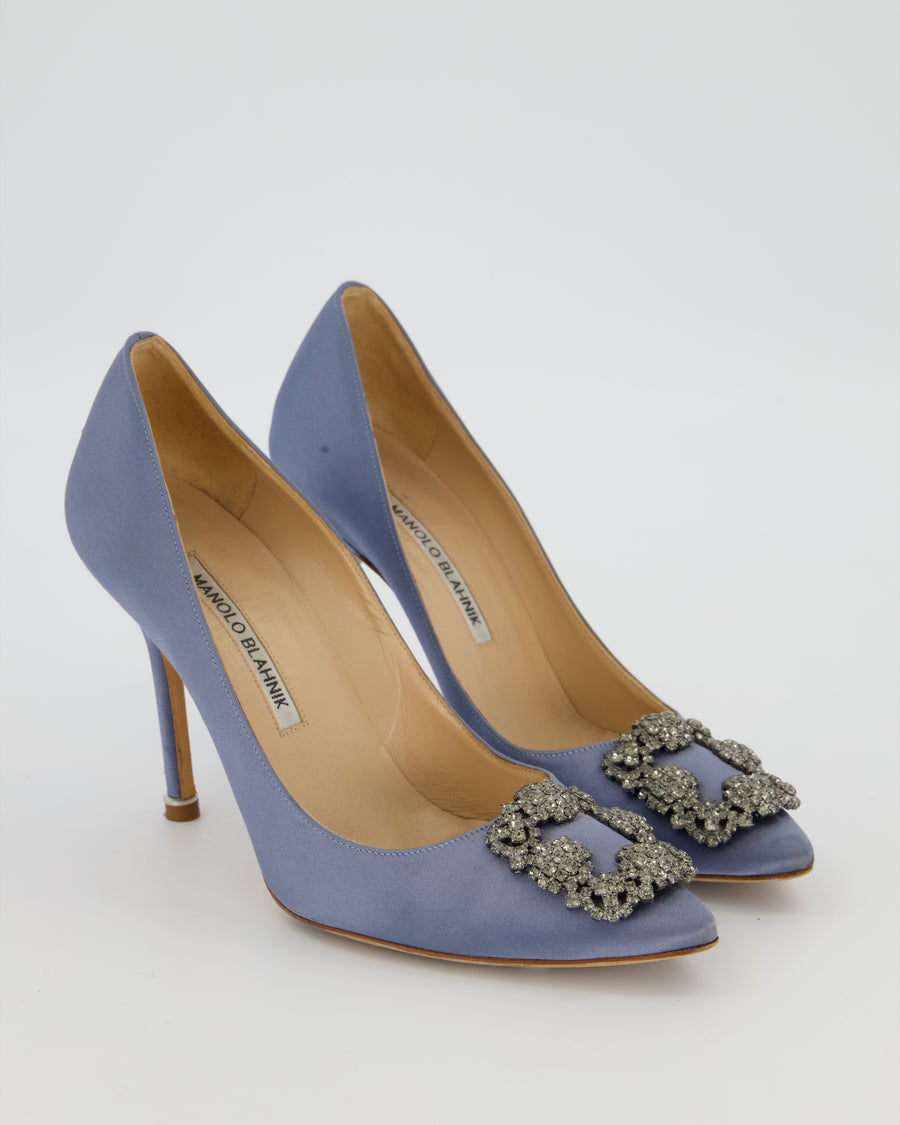 Manolo Blahnik Blue Hangisi Heels with Buckle Detail Size EU 37