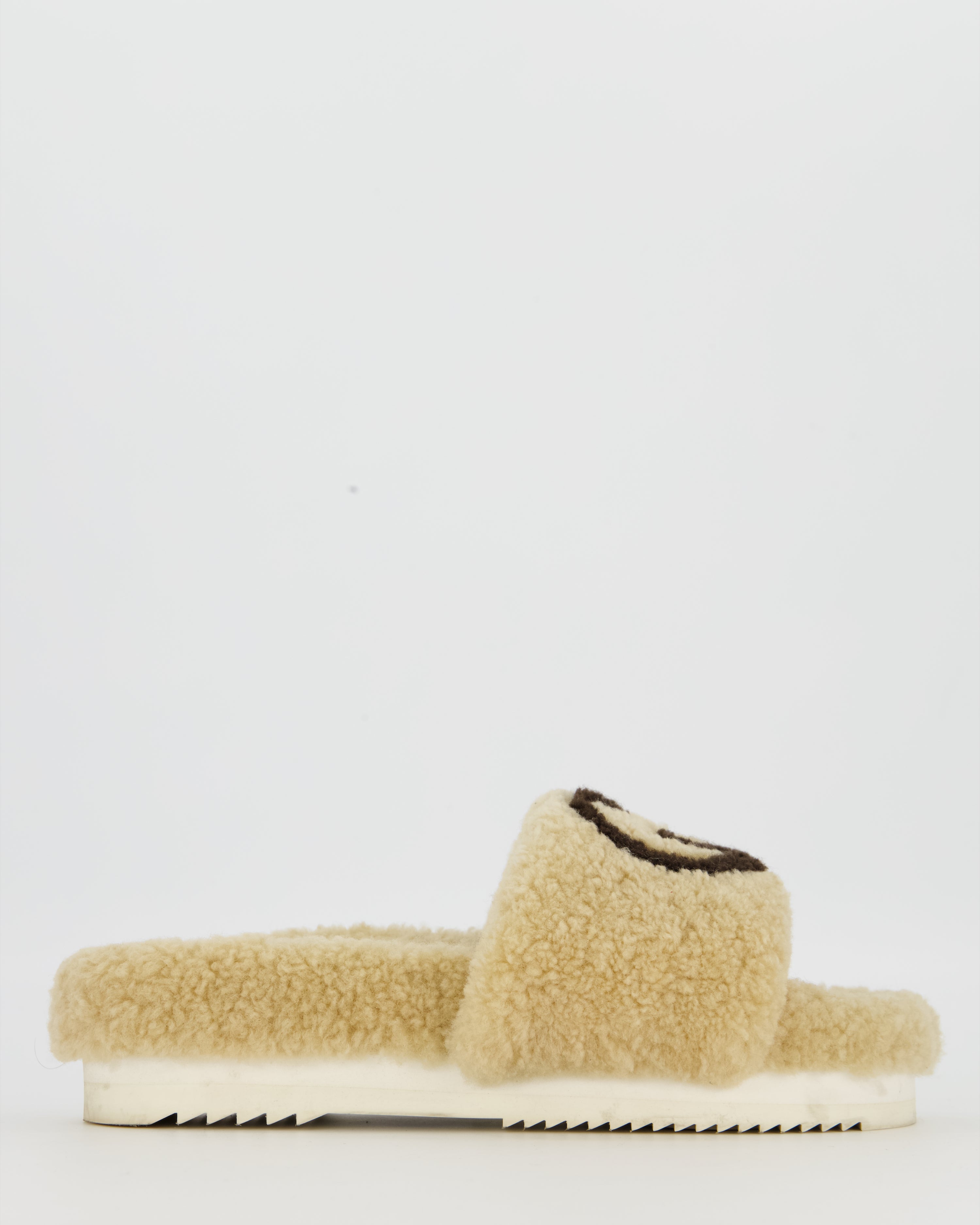 Gucci Beige Platform Shearling GG Sandals Size EU 37 – Sellier