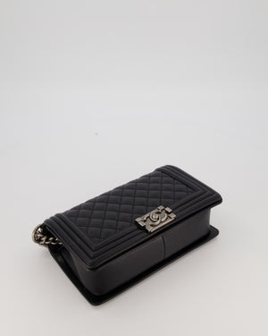 Chanel Medium Boy Bag in Black Caviar Leather with Ruthenium Hardware