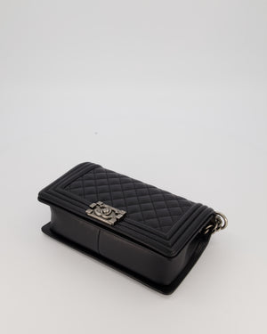 Chanel Medium Boy Bag in Black Caviar Leather with Ruthenium Hardware