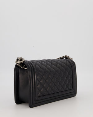 Chanel Medium Boy Bag in Black Caviar Leather with Ruthenium Hardware