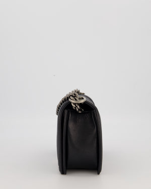 Chanel Medium Boy Bag in Black Caviar Leather with Ruthenium Hardware