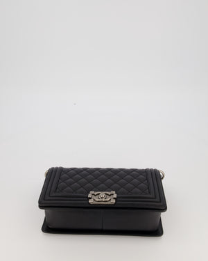 Chanel Medium Boy Bag in Black Caviar Leather with Ruthenium Hardware