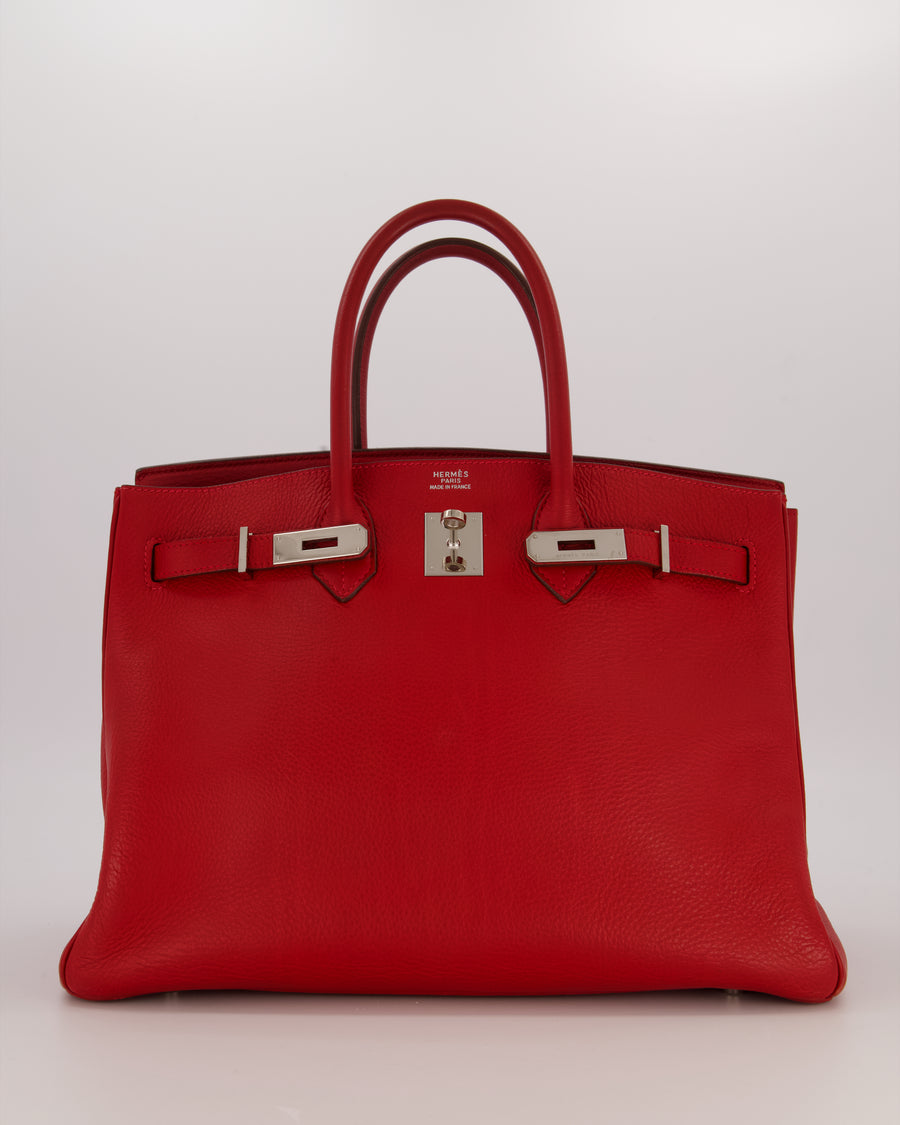 Hermès Birkin 35 Bag in Rouge Vif Togo Leather with Palladium Hardware