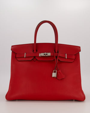Hermès Birkin 35 Bag in Rouge Vif Togo Leather with Palladium Hardware