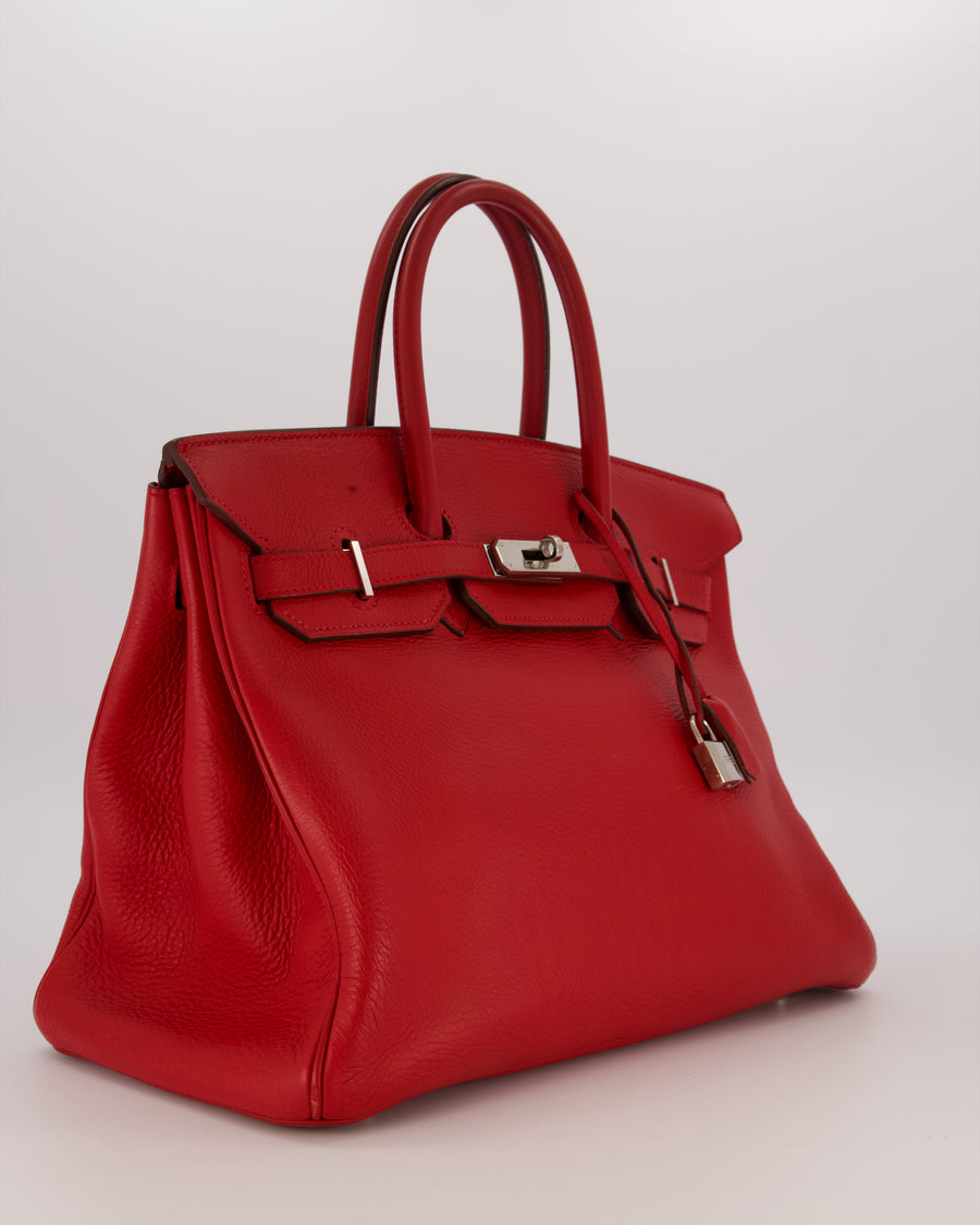 Hermès Birkin 35 Bag in Rouge Vif Togo Leather with Palladium Hardware