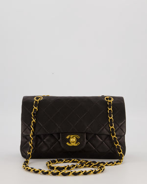 Chanel Vintage Black Small Classic Double Flap Bag in Lambskin Leather with 24K Gold Hardware
