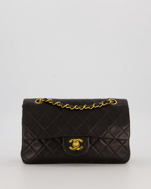 Chanel Vintage Black Small Classic Double Flap Bag in Lambskin Leather with 24K Gold Hardware