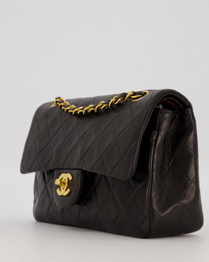 Chanel Vintage Black Small Classic Double Flap Bag in Lambskin Leather with 24K Gold Hardware