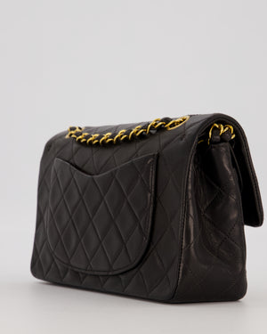 Chanel Vintage Black Small Classic Double Flap Bag in Lambskin Leather with 24K Gold Hardware