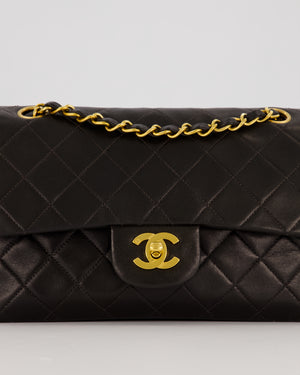 Chanel Vintage Black Small Classic Double Flap Bag in Lambskin Leather with 24K Gold Hardware