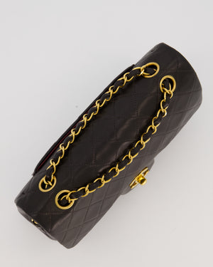 Chanel Vintage Black Small Classic Double Flap Bag in Lambskin Leather with 24K Gold Hardware