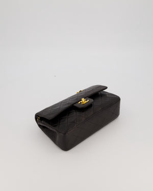 Chanel Vintage Black Small Classic Double Flap Bag in Lambskin Leather with 24K Gold Hardware
