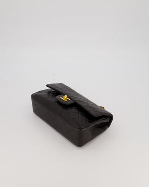 Chanel Vintage Black Small Classic Double Flap Bag in Lambskin Leather with 24K Gold Hardware