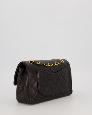 Chanel Vintage Black Small Classic Double Flap Bag in Lambskin Leather with 24K Gold Hardware