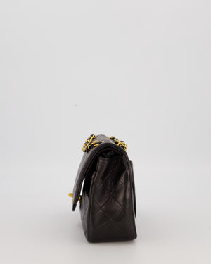 Chanel Vintage Black Small Classic Double Flap Bag in Lambskin Leather with 24K Gold Hardware