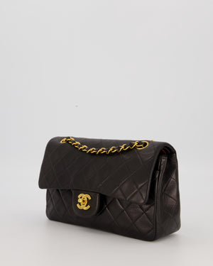 Chanel Vintage Black Small Classic Double Flap Bag in Lambskin Leather with 24K Gold Hardware