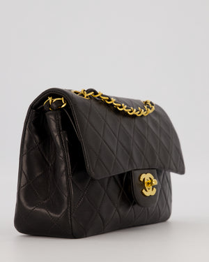 Chanel Vintage Black Small Classic Double Flap Bag in Lambskin Leather with 24K Gold Hardware