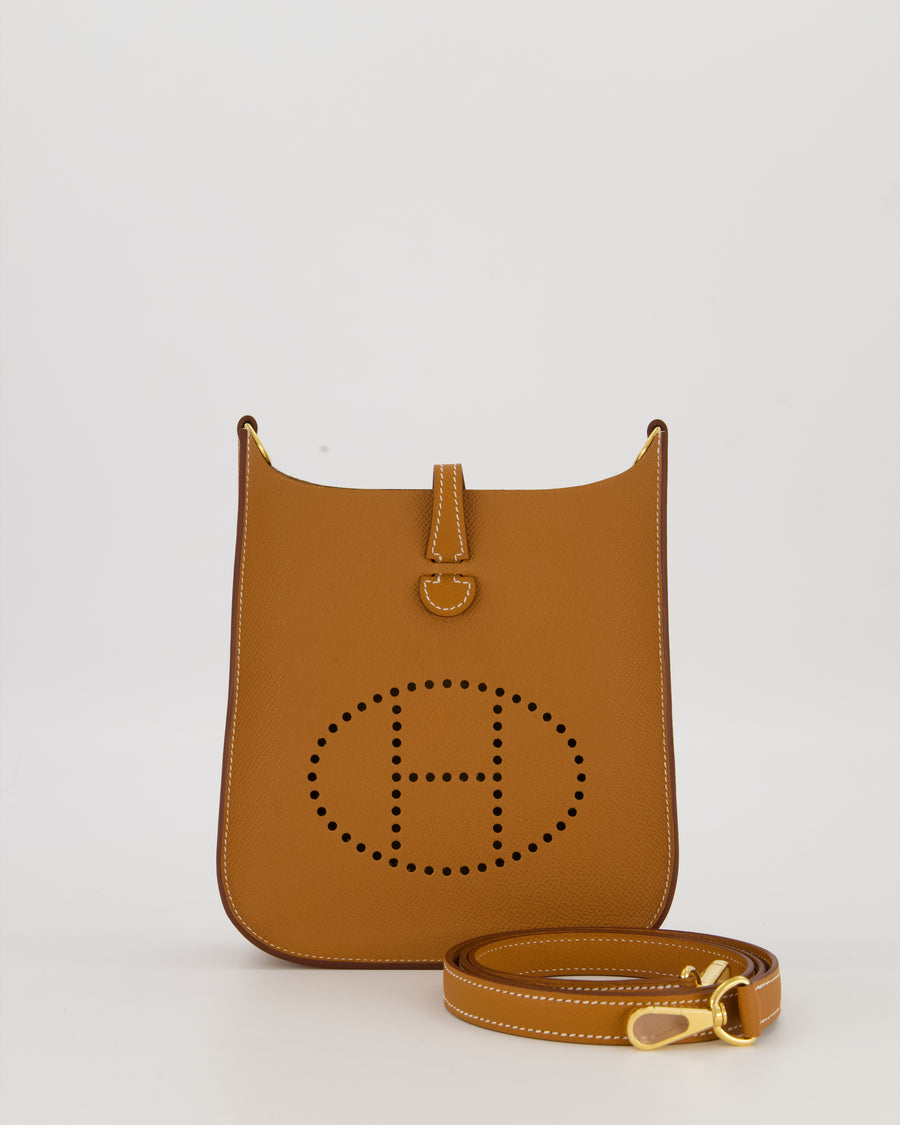 Hermès Gold Mini Evelyne Sellier Bag in Epsom Leather with Gold Hardware