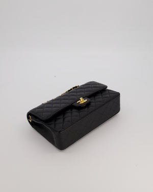 Chanel Black Medium Classic Double Flap Bag in Caviar Leather with Gold Hardware