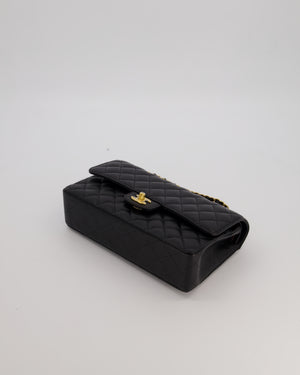 Chanel Black Medium Classic Double Flap Bag in Caviar Leather with Gold Hardware