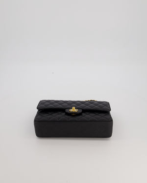 Chanel Black Medium Classic Double Flap Bag in Caviar Leather with Gold Hardware