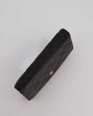 Chanel Black Quilted Wallet on Chain Bag in Caviar Leather with Gold Hardware