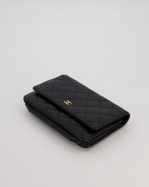Chanel Black Quilted Wallet on Chain Bag in Caviar Leather with Gold Hardware