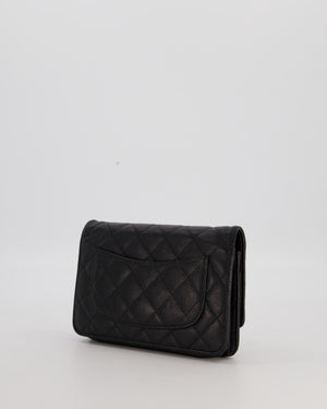 Chanel Black Quilted Wallet on Chain Bag in Caviar Leather with Gold Hardware