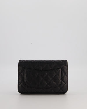 Chanel Black Quilted Wallet on Chain Bag in Caviar Leather with Gold Hardware