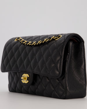 Chanel Black Medium Classic Double Flap Bag in Caviar Leather with Gold Hardware