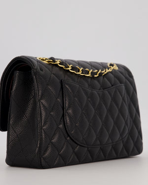Chanel Black Medium Classic Double Flap Bag in Caviar Leather with Gold Hardware
